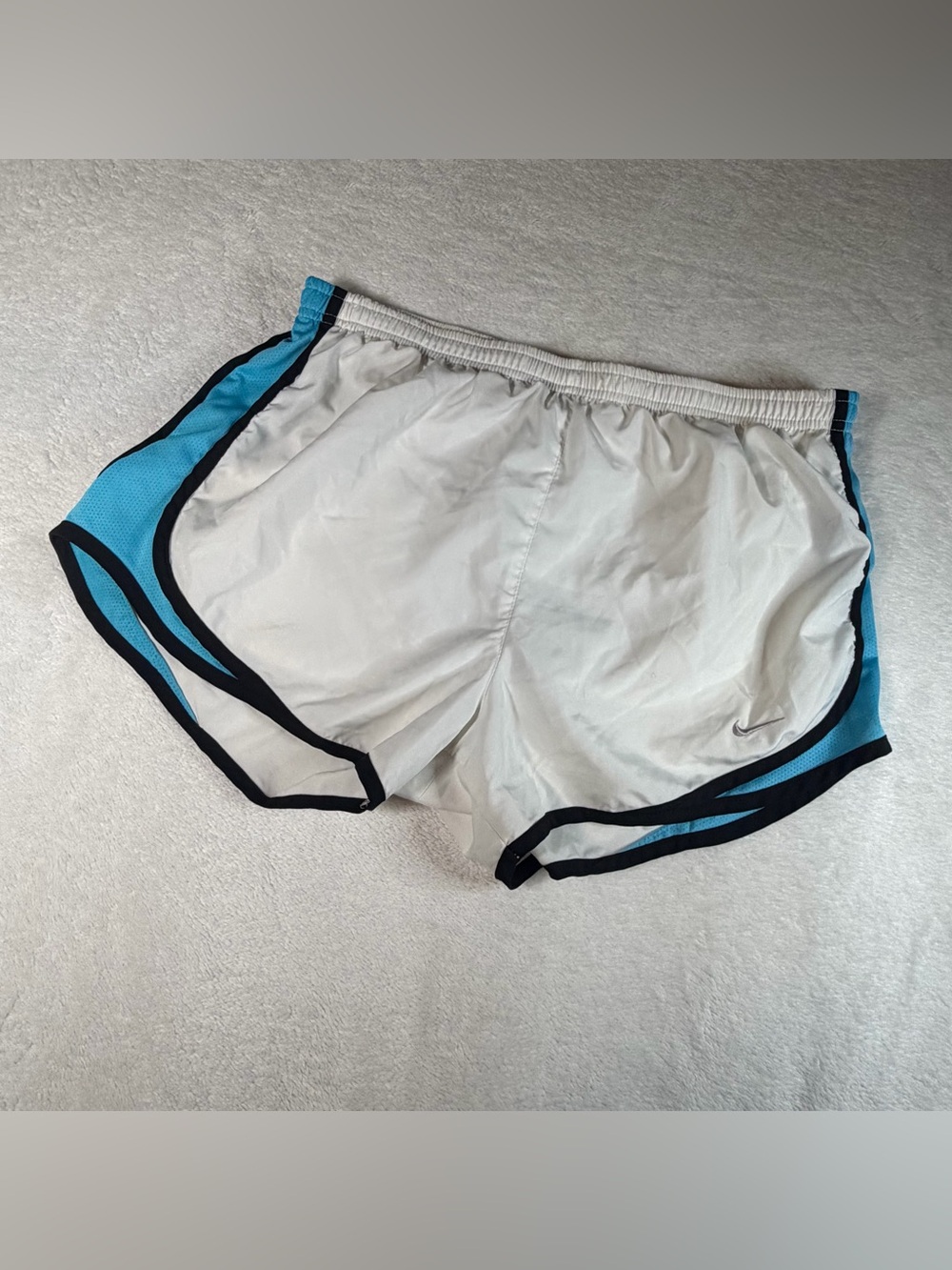 Nike White and Blue women's Athletic Running Shorts